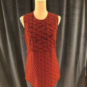 TORY BURCH Silk Orange Navy Print Blouse / Size 6